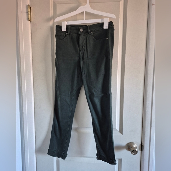 Loft Dark Forest Green Fringe Skinny Ankle Denim Jeans - Picture 1 of 5